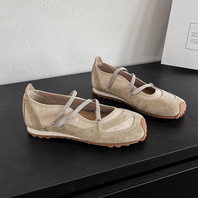 Weiches Leder Mary Jane Damenschuh Elastisches Band Weiche Sohle Ballett Freizeit Sportschuhe