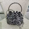 2026 Womens Crystal-Embellished Crossbody Bag Fringe Detail Small Square Shoulder No Top Handle