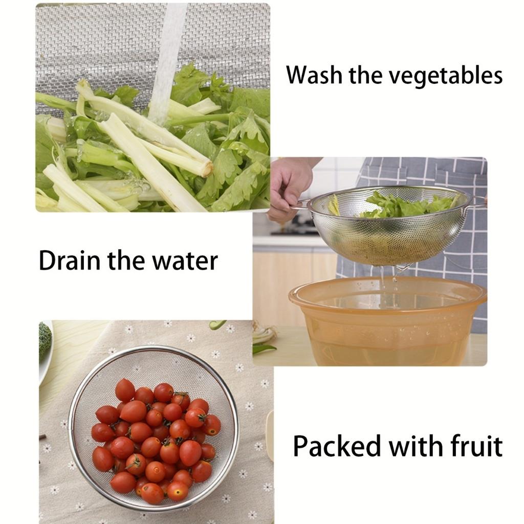 Stainless Steel Kitchen Draining Basket - Perfect for Fruits & Vegetables, Essential Cooking Accessory
