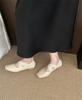 Leather Mary Jane women's 2025 new cross-band pleated square head retro thick heel ballet shoes outer single shoes