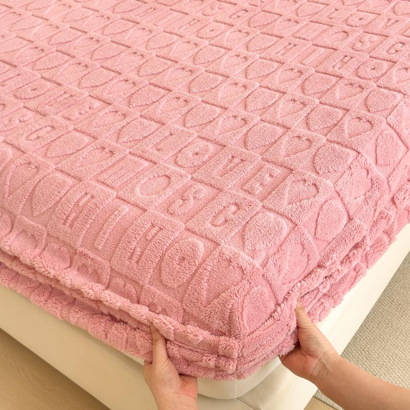 

Бархатный чехол для кровати с тиснением 3D, теплый чехол для матраса, клетчатые простыни с буквами, зимние простыни, льняной утолщенный защитный чехол для матраса 90x190x30cm