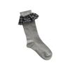 [2EA 1SET]COZY CHECK FRILL SOCKS_GREY