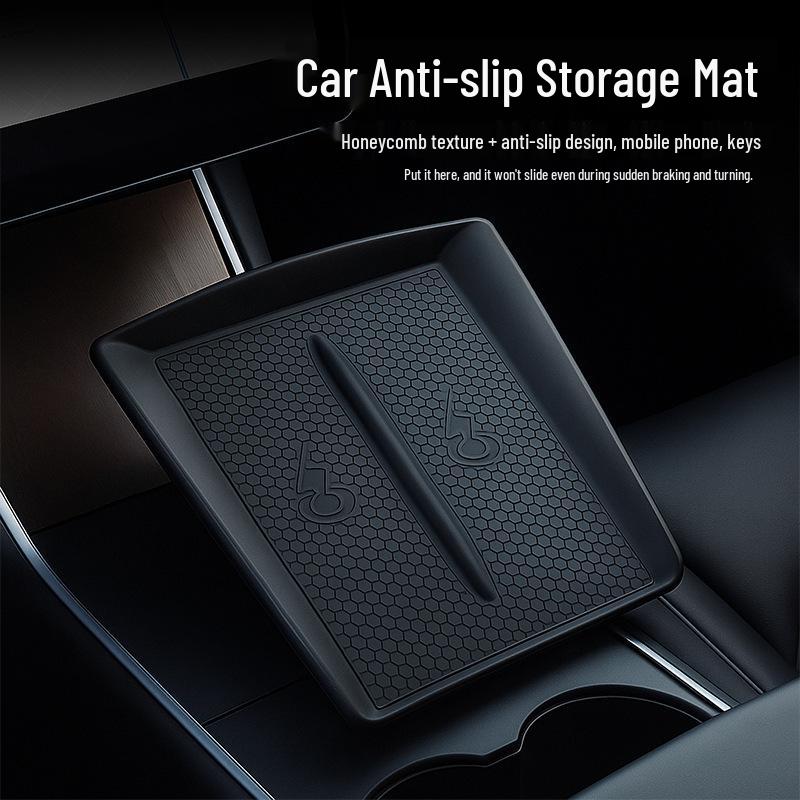 Tesla Car Center Console Silicone Coaster & Wireless Charger Cup Holder Storage Box