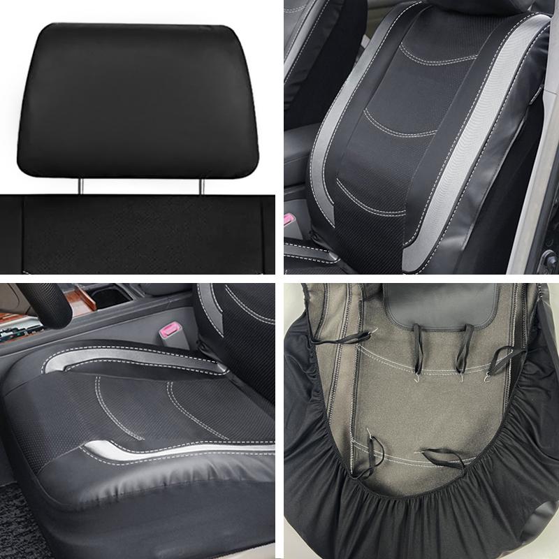 AUTO PLUS Universal Car Seat Cover Set Pu Leather Vehicle Cushion Full Surrounded Protector Fit Most Car Suv Truck  Accessories