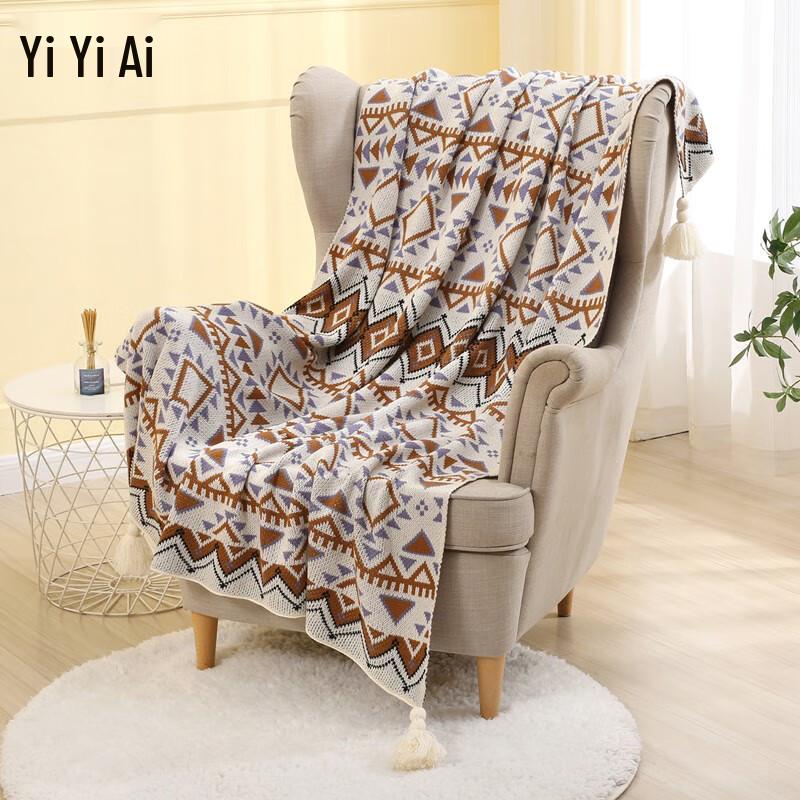 Deer Pattern Knitted Throw Blanket