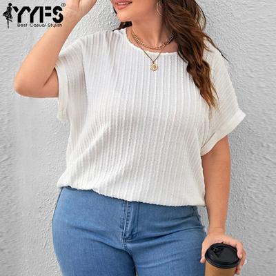 Damenmode Casual Sommer Frühling Streifendruck Kurzarm O-Ausschnitt Blusen & Hemden