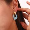 MamacitaSlay Geometric Oval Colored Enamel Rectangle Drop Stainless Steel Earrings 2025 Trend Daily Jewellery Woman Accesories