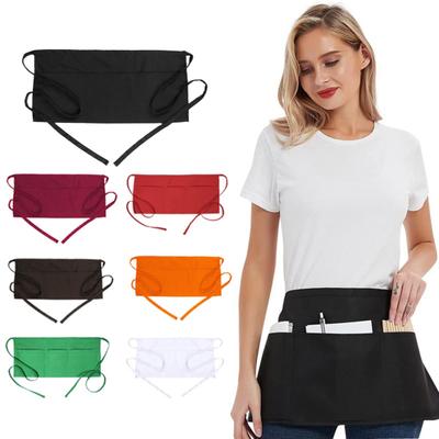 Sommer Einfarbig Kurze Halbe Taille Schürze Taschen Spitze-up Grill Küche Café Blumenladen Kellnerin Arbeitskleidung Schürze