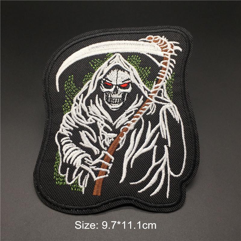 Totenkopf Punk Patches Für Kleidung Stickerei Streifen Diy Abzeichen Nähen Dekoration Kleidung Aufkleber Aufbügeln Aufnäher
