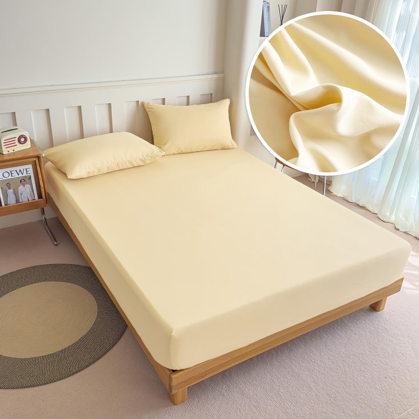 

Premium Fabric Fitted Sheet With Elastic Bands Non Slip Adjustable Solid Color Mattress Cover for Single Double King Queen Bed 90x200cm