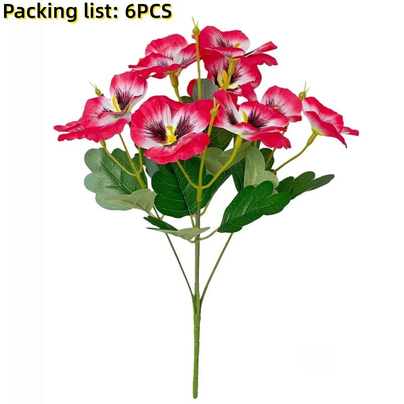 6pcs Artificial Pansy Flowers Multicolor Realistic Silk Faux Floral for Patio Garden Porch Wedding Spring Indoor Outdoor Decor