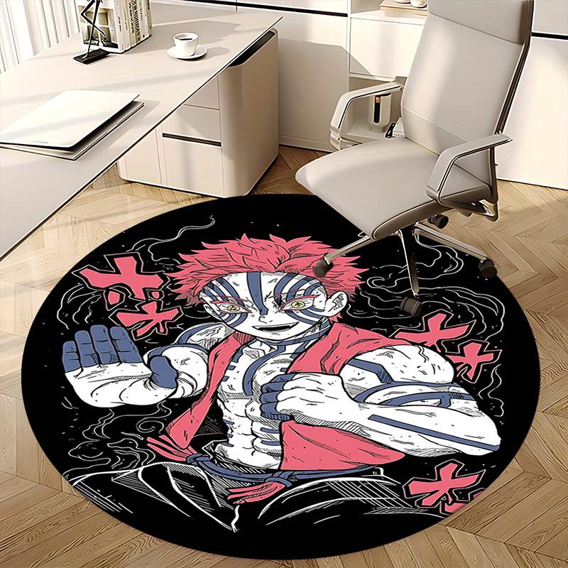 1pc My Hero Academia Deku Round Carpet - Anime Cartoon Design Chair Mat for Office, Home Decor, Living Room