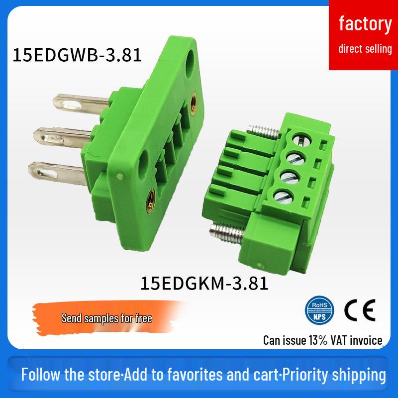 15EDGWB+KM-3.81mm Flange Panel Mount Terminal Block Through-Hole Plug-in 2EDGWB3.81