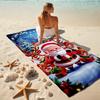1Pc Santa Claus Reindeers Beach Towel, Quick Dry, Multi-Use for Beach Pool Gym Yoga Home Travel, Christmas, Halloween, Xmas Gift S274