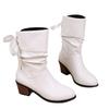 22 autumn and winter new medium heel thick heel rear lace-up knight boots round head medium boots