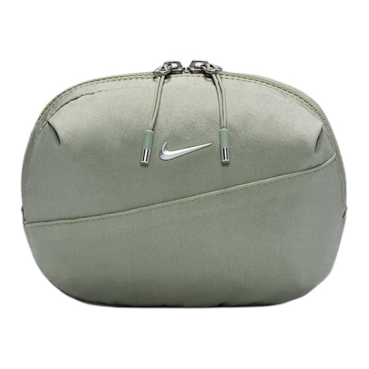 Nike Aura Fashion Minimalist Logo Print Zippered Fabric Waist Bag Unisex waist bag Horizon-Green Silver HM6120-370 Horizon Green & Subdued Silver
