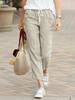 Spring New Solid Loose Casual Drawstring Waist Cotton Linen Wide Leg Pants