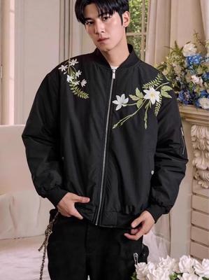 2025 Unisex Harajuku Style Thick Embroidered Flower Baseball Jacket for Autumn/Winter