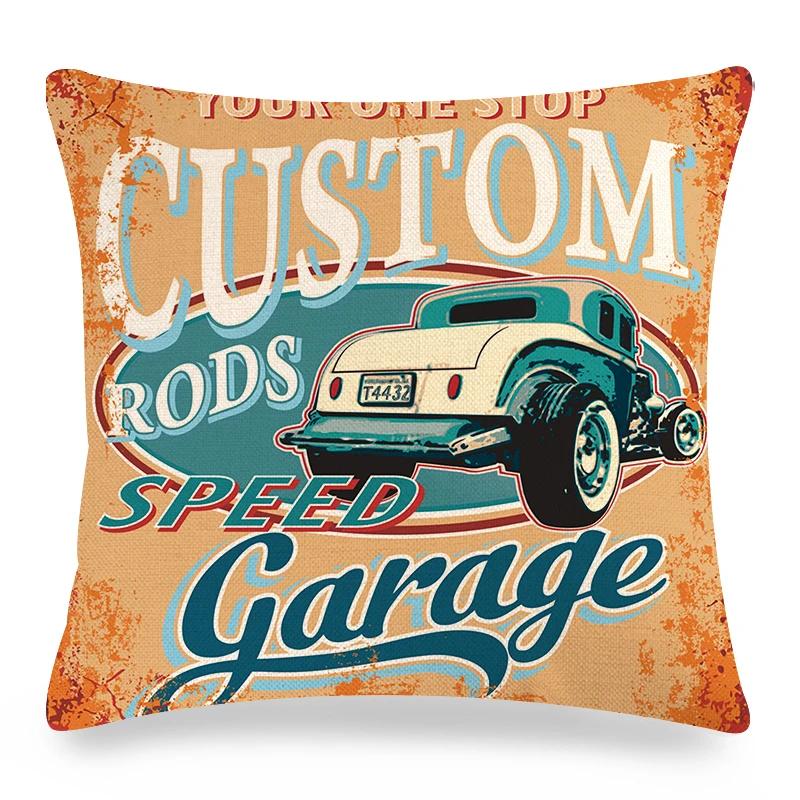Vintage Poszewka Dekoracyjna w Stylu Amerykańskim Dekoracja Domu Drukowana Poszewka na Poduszkę na Sofę Retro Litery Poszewki na Poduszki Samochodowe 45x45cm
