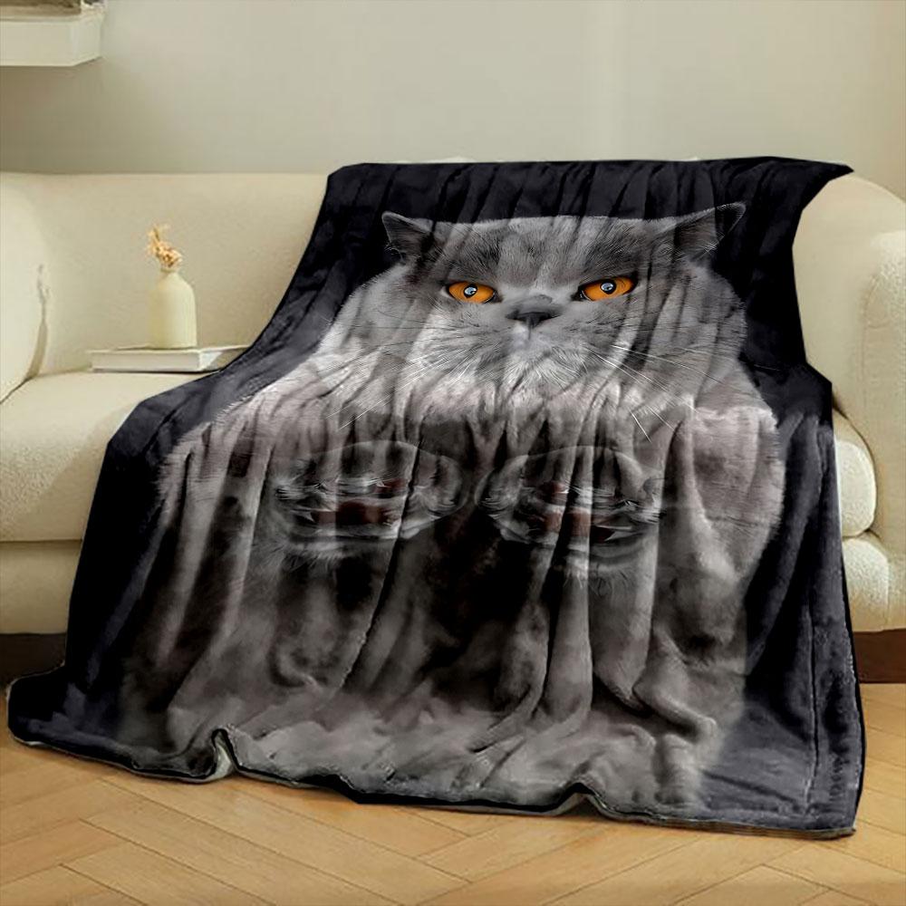 Grumpy Grey Cat Blanket bedroom Blanket for Livingroom Couch lunch break Soft throw for Friend's festival Gift
