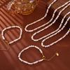 French Elegance Pearl Bead Titanium Necklace & Bracelet Set for Women - Niche Design, Fashionable, Versatile