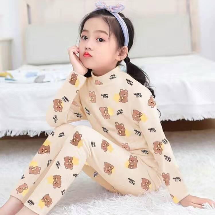 DeRong Cozy Kids' Pajama Set: Boys' & Girls' Thick Brushed Base Layer for Fall & Winter
