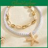 Summer Beach Style Alloy Shell Starfish Necklace For Women With Multilayer Design