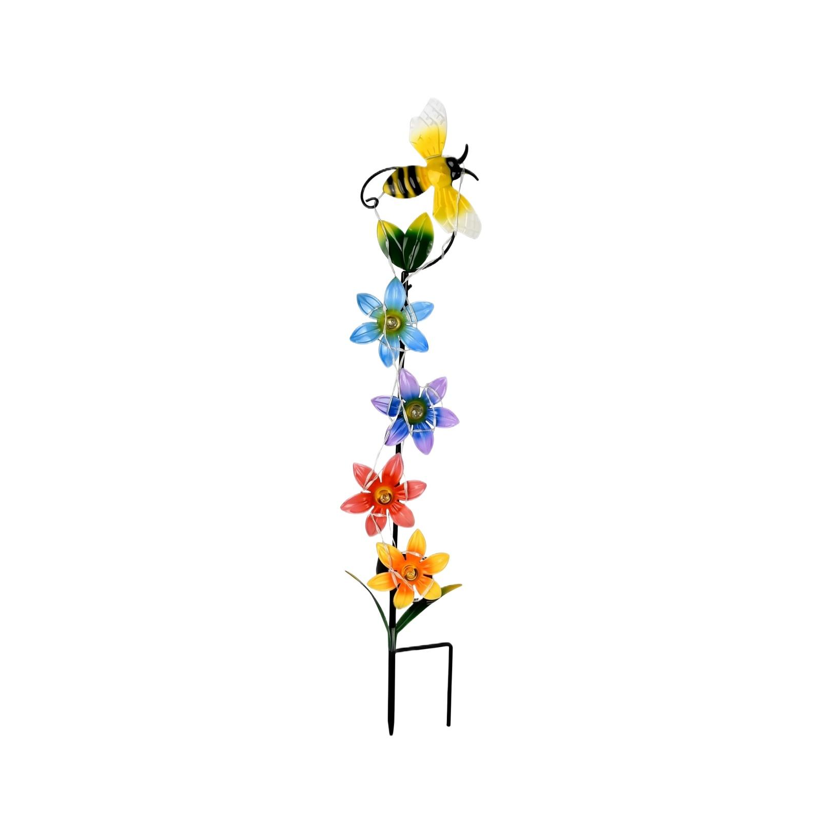

Solar Powered Outdoor Garden Decorative Flower Stake Light with Rotating Windmill and Insect Design for Yard Pathway Lawn Decoration one size