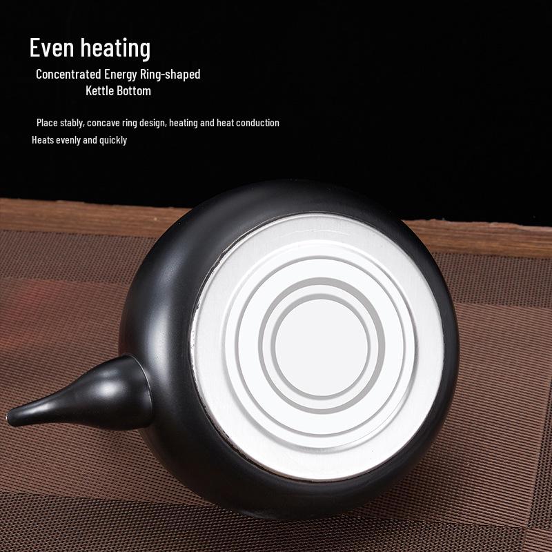 Thickened Stainless Steel Black Classical Teapot for Restaurant and Hotel, Induction-Compatible, Small Tea Art Kettle.