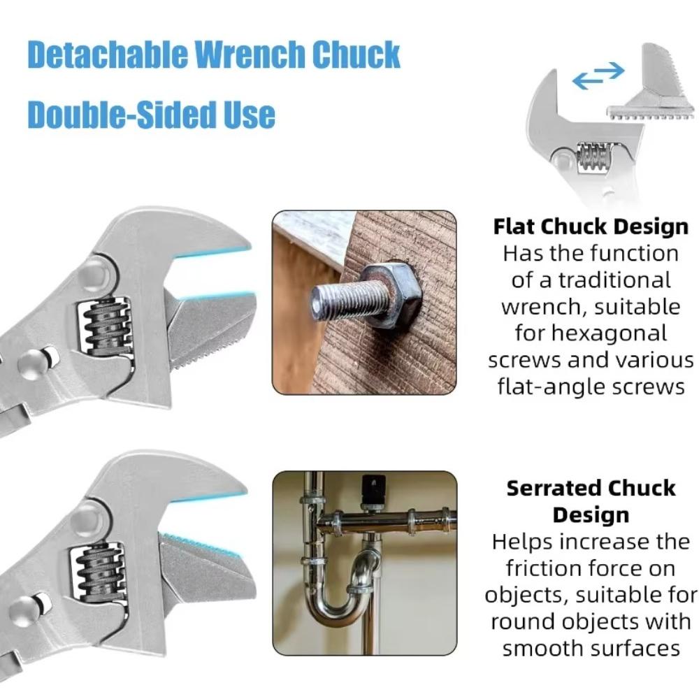 Adjustable Ratchet Wrench 10 Inch 180 Degree Folding Spanner Multifunction 5 In 1 Torque Wrench Tool