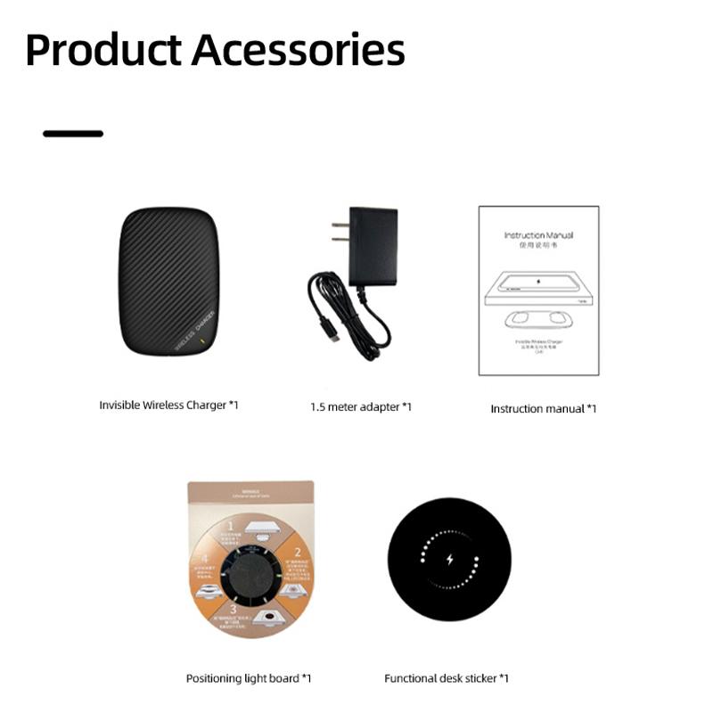 40mm Invisible Wireless Chargers Under Table Marble Furniture Desk Wireless Charging Station for iPhone Samsung  Xiaomi