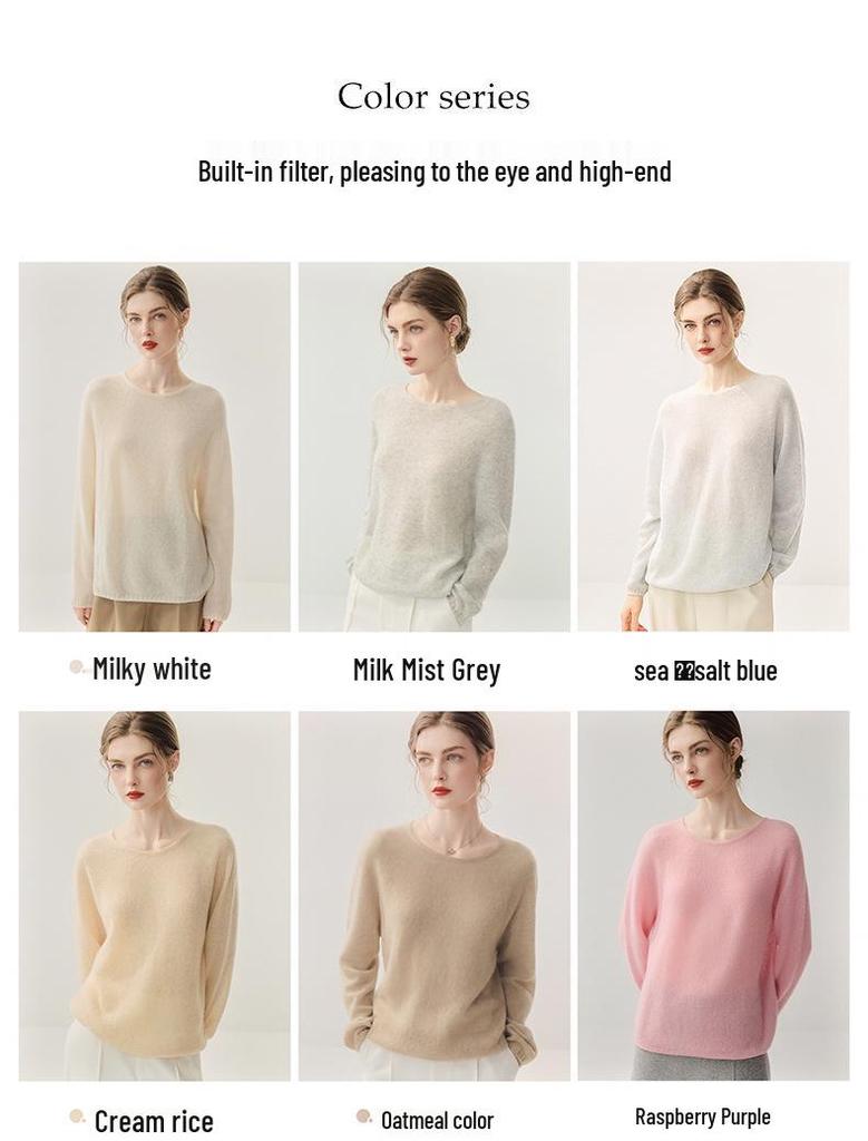 Lekasha Women's Cashmere Goat Wool Loose Knit Sweater