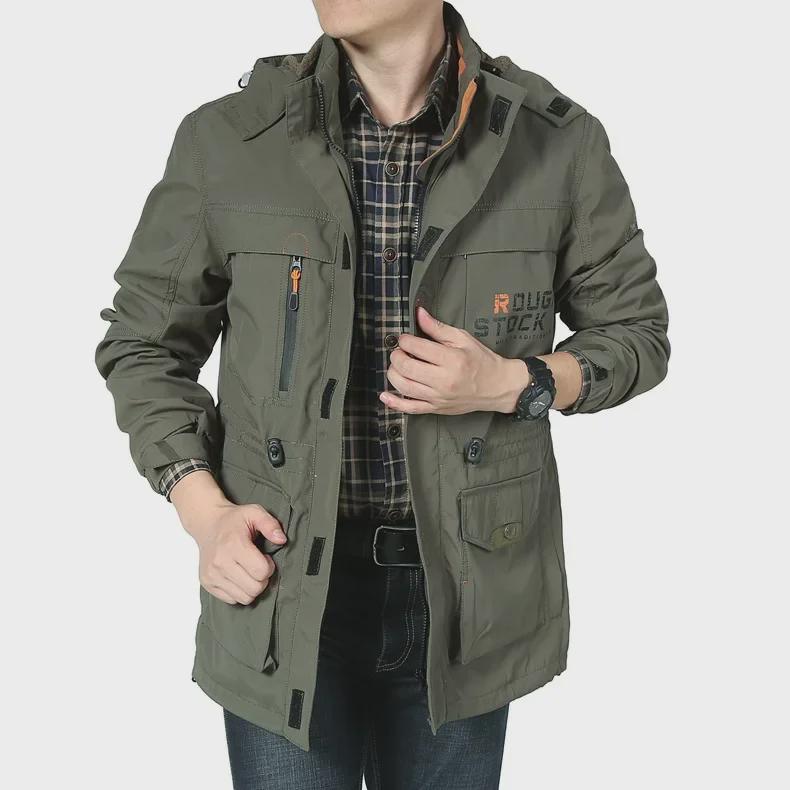 Men's Autumn/Winter Outdoor Jacket, Plus Size, Medium-Long, Thick Velvet, Breathable