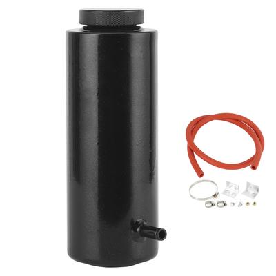 3x7.5in Vase de récupération d'huile de liquide de refroidissement de radiateur Bouteille de réservoir de trop-plein Alliage d'aluminium Universel 800ml 27oz Noir