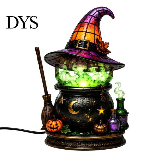 Indoor Outdoor Atmosphere Light Gothic Witch Hat Night Light, Warm Glow Acrylic Halloween Decorative Lamp, Vintage Creative Props Spooky Home