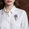 Yousheng Brooch Retro Kettle Shape Wedding Three-dimensional Brooch with Imitation Golden Metal Texture Real Flower Insert Coat Scarf Hair Bag