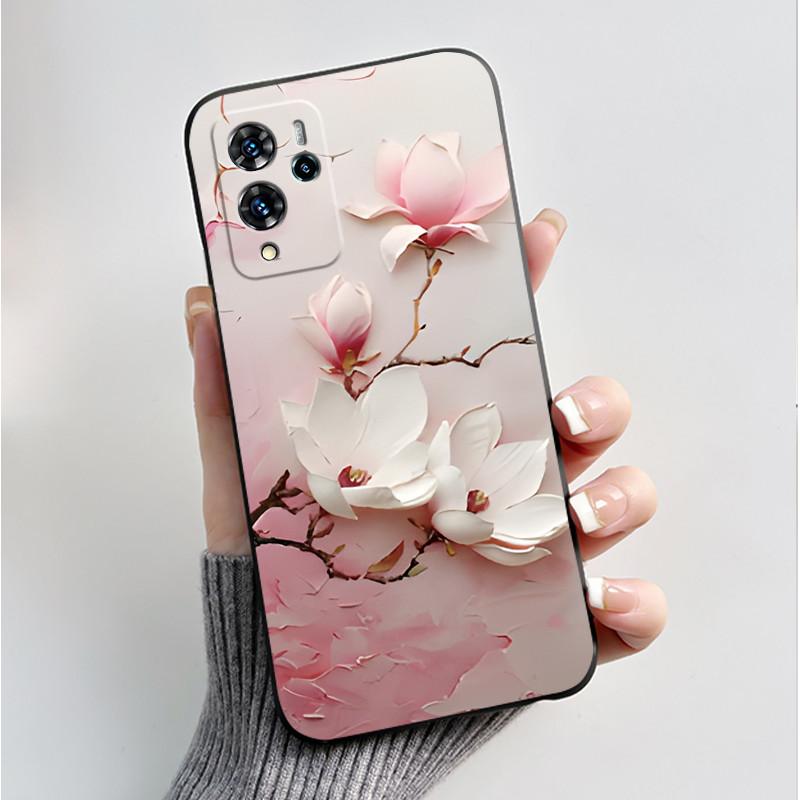 For ZTE V40 Pro 9046 Case Black Jelly Soft Silicone TPU Butterfly Flowers Pattern Phone Casing For ZTE Blade V40 Pro Back Cover