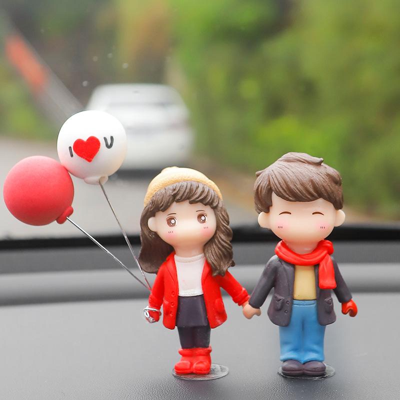 Car Decoration Model Accessories Cute Winter Couple Cartoon Accessories Car Interior Center Console Decoration