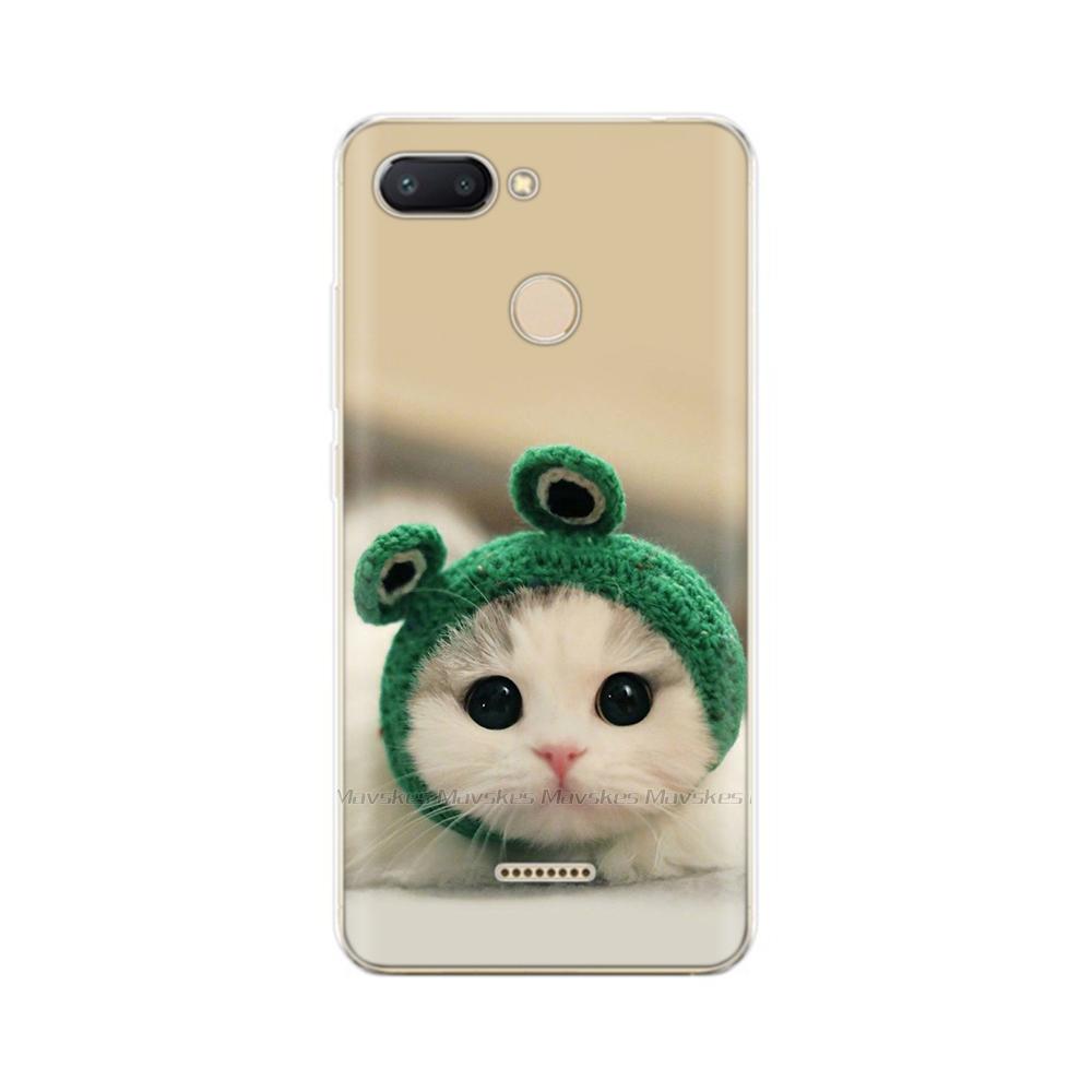 For Redmi 6 Phone Cover Transparent Silicone TPU Protective Cats Flower Print Covers Case For Xiaomi Redmi 6 6A Redmi6 Funda