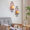 Sziqiqi Candle Sconces Wall Decor - Set of 2 Black Candle Holders for Pillar Contemporary Wall Decorations Sconce Decorative Metal Wall Art for
