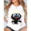 European Sizes Women's Cute Duckling Eggshell Print T-Shirt - Soft Breathable Round Neck Casual, All-Season Fit for Everyday Outfits & Exercise