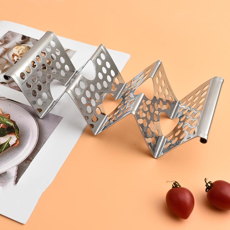 Taco Holder Stand Pancake Rack Stainless Steel Mexican Roll Rack Trays Taco Display Stand Mexican Food Rack Kitchen Gadgets