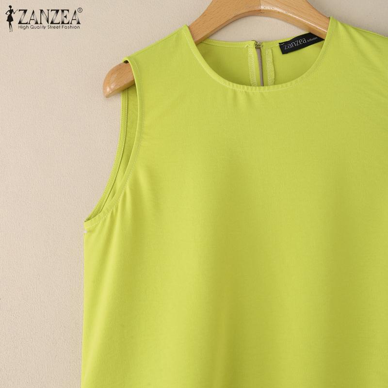 ZANZEA Women Casual Round Neck Summer Sleeveless Dress