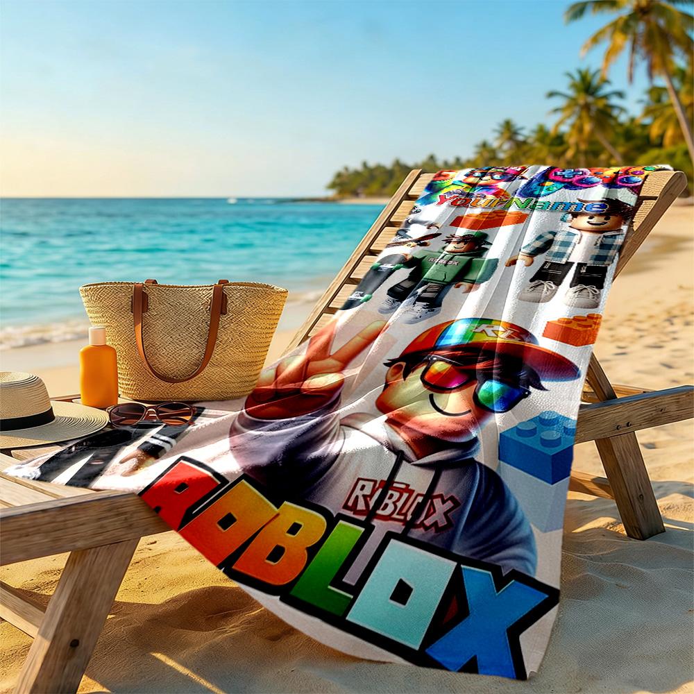 Roblox Personalized Name Beach Towel Quick-Dry Soft Microfiber Ideal for Travel Outdoor Swim Pool Yoga Surf Camping Hiking Gym Gift Holiday