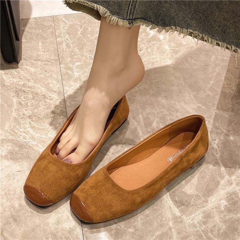 Fashion New Luxury Women Suede Loafers Flat Heel Shallow Female Shoes Spring Summer Square Toe Basic Concise Women Pumps Zapatos Mujer