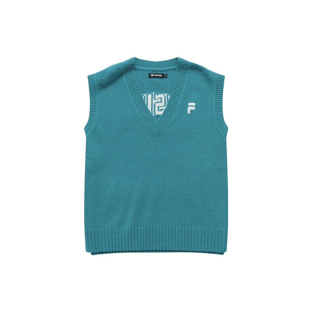 FILA Fusion Letter Print Knitted Sweater Women tops Blue T11W335401F-BU