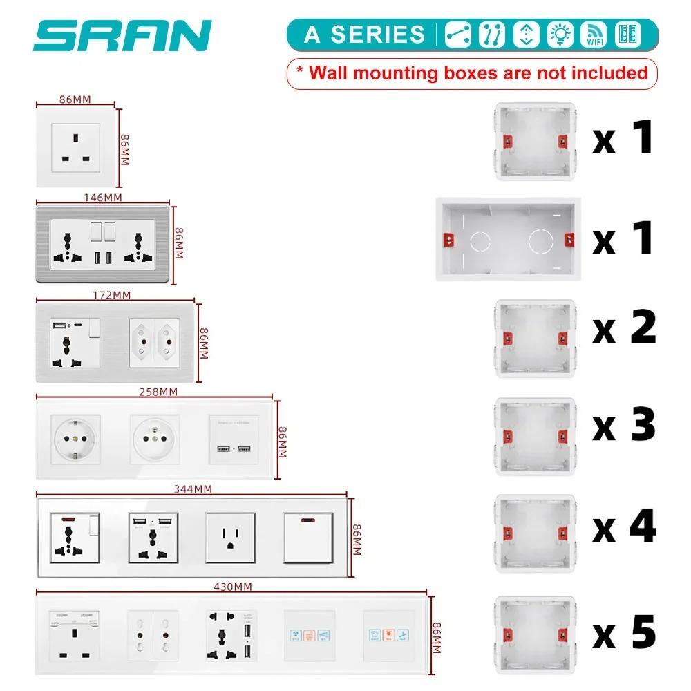 EU Power Socket with USB Charging for Home, Type-C USB Plug 5V 2A, PC Panel 86*86mm, USB Wall Socket with LED ON/OFF, 16A Outlet