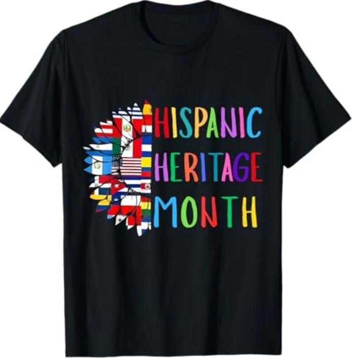 Sunflower Latino Countries Flags Hispanic Heritage Month T-Shirt L