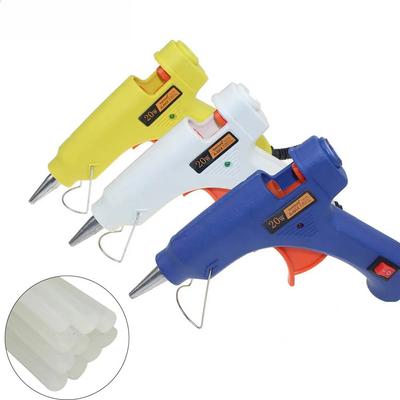 Pistolet à colle chaude 100-240V 20W - Outil de réparation thermo-chauffant électrique pour le bricolage quotidien et les petites réparations, Avec 10 bâtonnets de colle 3 couleurs