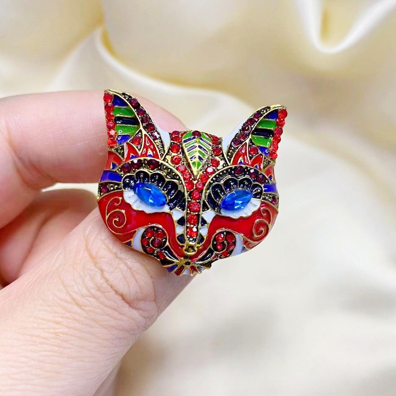 Винтажная эмалевая брошь-маска лисы винтажная женская булавка для корсажа модные аксессуары для одежды красный